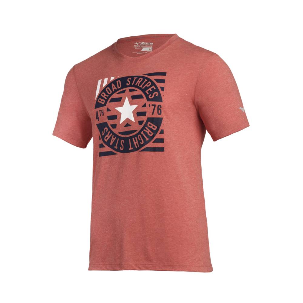 Camisetas Mizuno Running Broad Stripes Para Hombre Rojos 8539160-WB